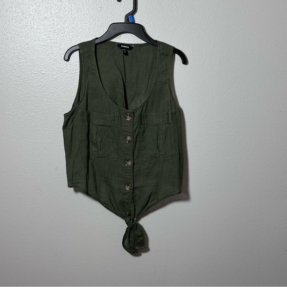 Express Women Dark Green Sleevelesstie knot Top size XS‎ - Picture 1 of 8